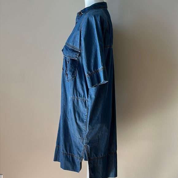 Banana Republic Chambray Denim 3/4 Sleeve Collared Dress Size Small - Picture 8 of 12